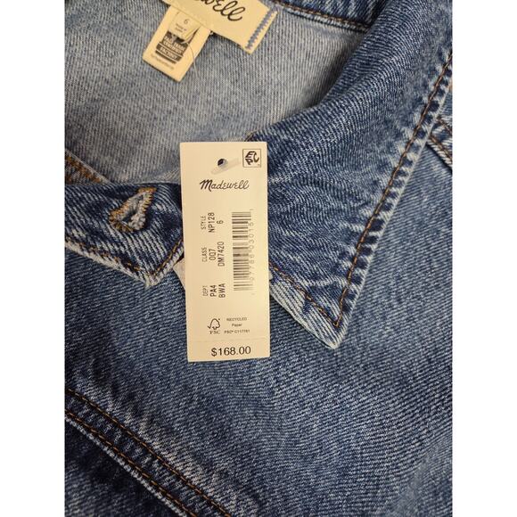 Madewell NWT Denim Wide-Leg Coverall Jumpsuit Byrne Wash Jeans Size 6 - Picture 3 of 5